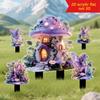 Fairy Spirit, Guardian Series, Purple Mushroom House, 2D, Acrylic, Outdoor Garden Decoration, Party and Festival, Atmosphere Decoration