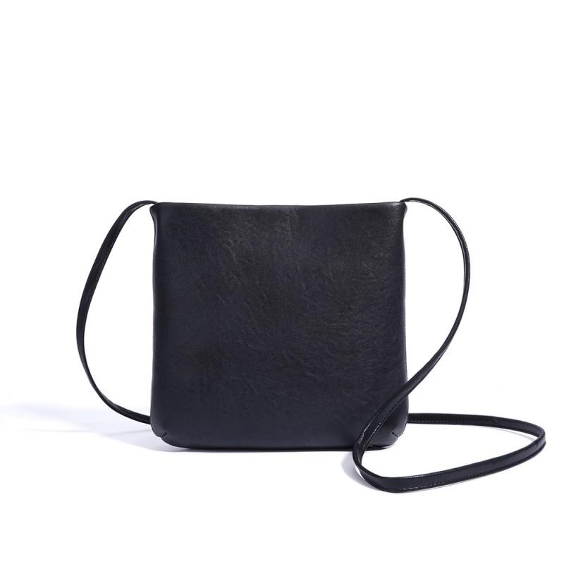

Leather Bucket Bag Soft Commuter Crossbody Niche Design Casual Fashionable Simple Korean Version Tote Single Shoulder 26x5x24cm чёрный