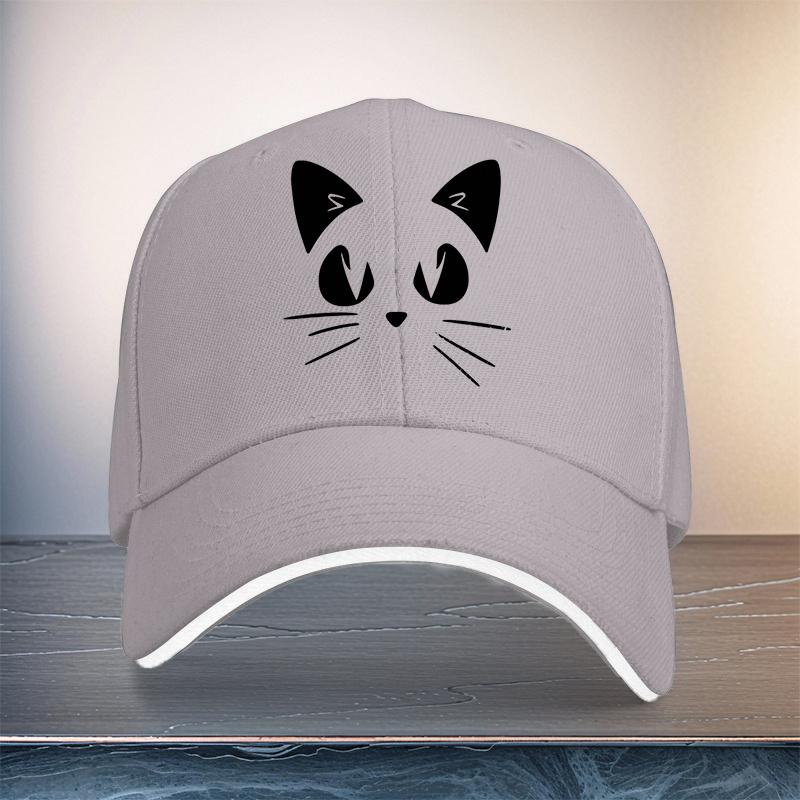 Cute Cat Face Baseball Cap Polyester Adjustable Outdoor Sports Hat Unisex