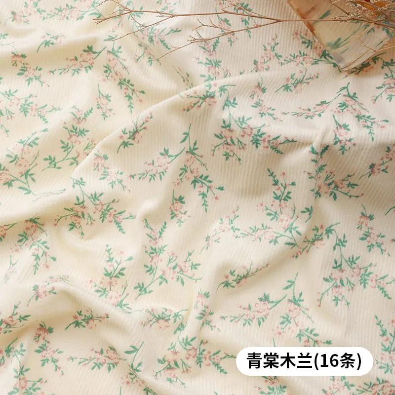 150x50cm Verdickter Kleiner Floral Bedruckter Cordstoff Herstellung Kleider, Kinderbekleidung, Handgefertigte DIY Bekleidungsstoffe