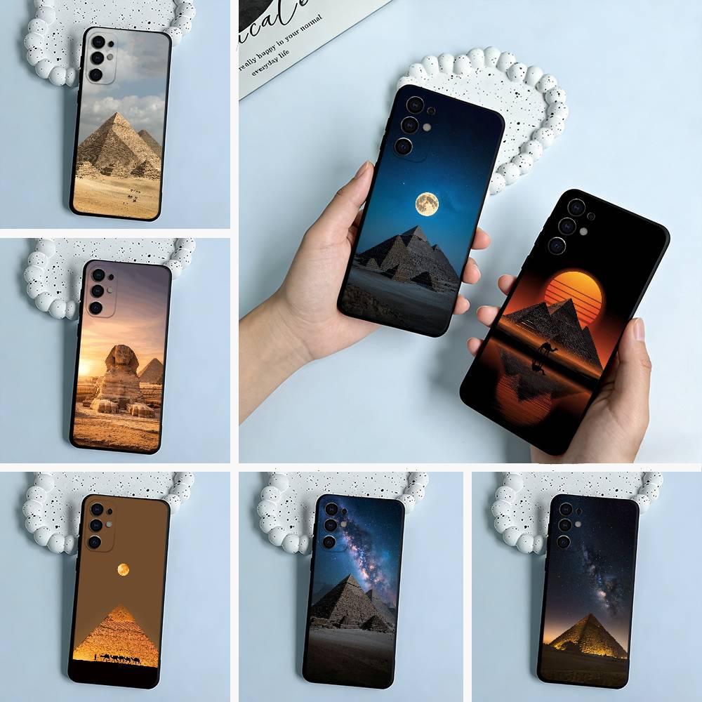 The E-Egyptian -P-Pyramids Black Soft Silicone Phone Case for Samsung S25, S24, S21, S22, S23, S30, Ultra, S20, Plus, FE, Lite