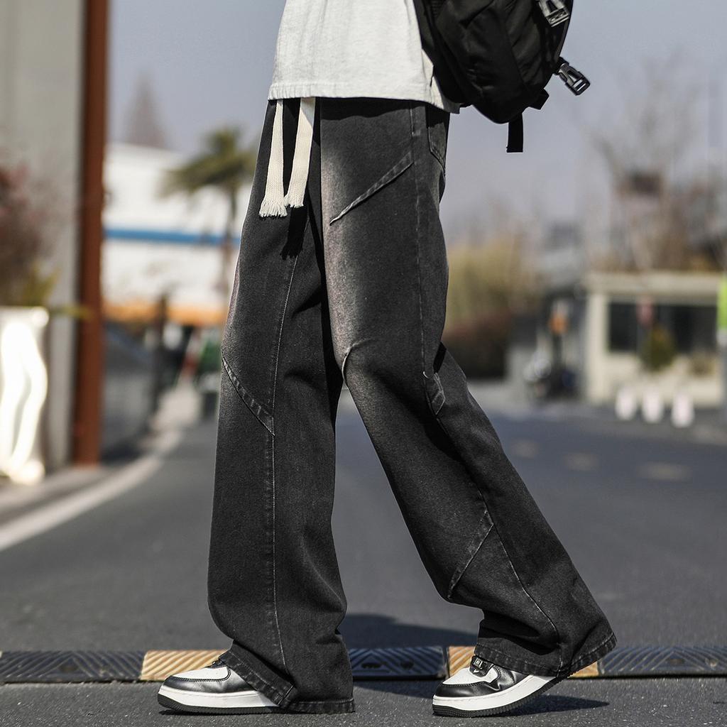 Spring New Trend Versatile Micro-pull Jeans Men's American Retro Denim