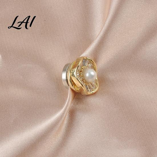 No Damage Scarf Button Faux Pearl Magnetic Pin Sew Safety Secure Pin for Shirts Sweater Reusable Clothing Decorative Brooch Anti Exposure Buttons
