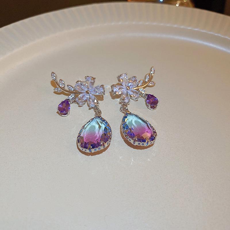 Silver Needle Zircon Geometric Tassel Earrings: Luxurious High-End Fashion Earrings for Women