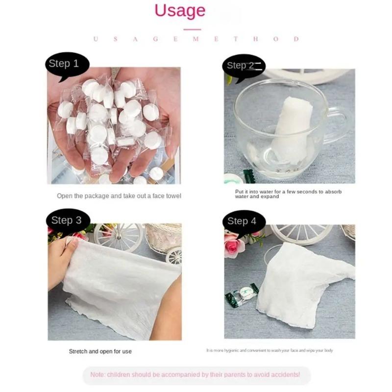 100pcs Portable Compressed Towel Disposable Face Cleaning Soft Compressed Hand Wipe Towel Non-Woven Makeup Wipes