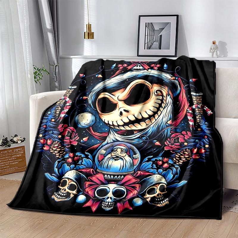 1pc Christmas Skeleton Design Blanket  Seasonal Home Decorative Throw for Couch, or Car Seat Cover,Living Room, Travel, Camping, Car Blankets