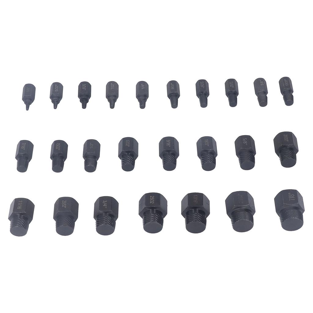 25 buc. Extractor de șuruburi din oțel Cr-Mo, cap hexagonal, rupt și deteriorat, set de îndepărtare a știfturilor pentru reparare