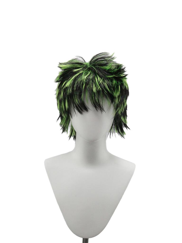 Dvoubarevná krátká ostnatá paruka, červeno-černá, syntetické vrstvené rozcuchané vlasy pro Cosplay, Anime tematickou párty a Halloween