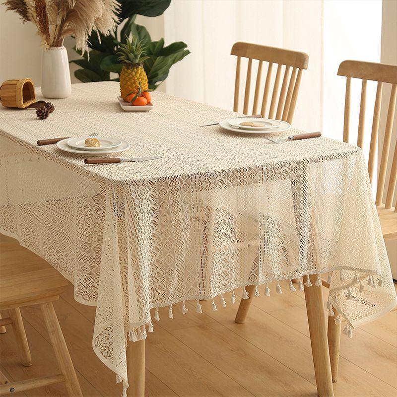 French Retro Lace Hollow Tablecloth Pastoral Style Photo Long Crochet Tablecloth Coffee Table Cover Towel Dining Table Cloth Cover Cloth