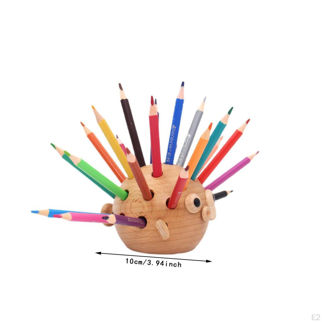 Kugelfisch Stifthalter Schreibtisch Organizer Ständer Display Holzstift mit 24 Buntstiften