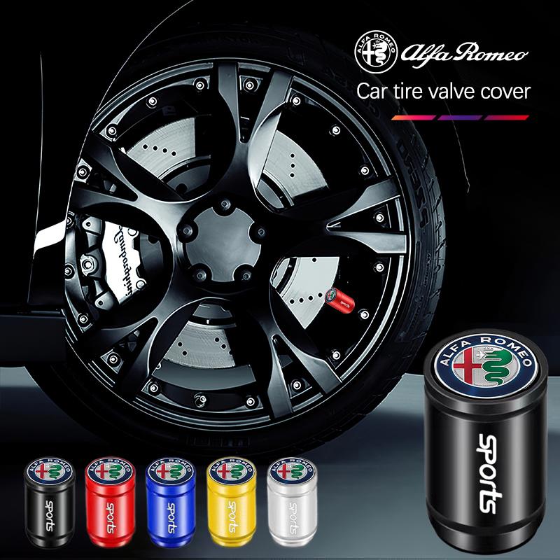 Αυτοκόλλητα Αυτοκινήτου Για Alfa Romeo Κράμα Αλουμινίου 4τμχ Καπάκια Βαλβίδας Ελαστικών Αυτοκινήτου Για Alfa Romeo Giulia Stelvio Giulietta 156 159 147 Mito Ton