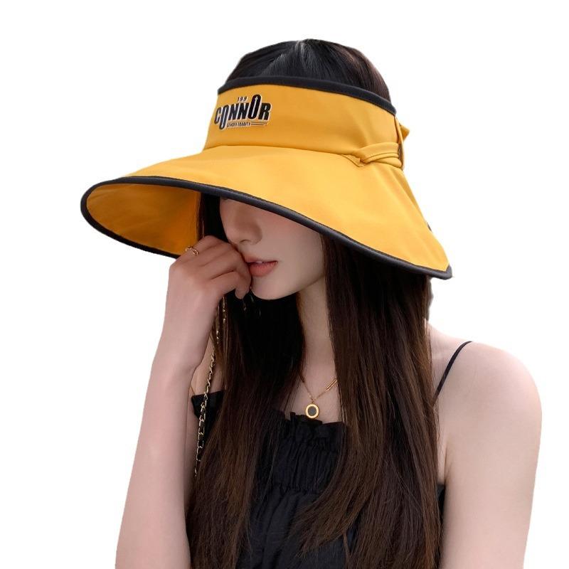 Big brim summer hat women's fashion empty top hat drawstring adjustment out of the street sunscreen sun hat foldable sun hat