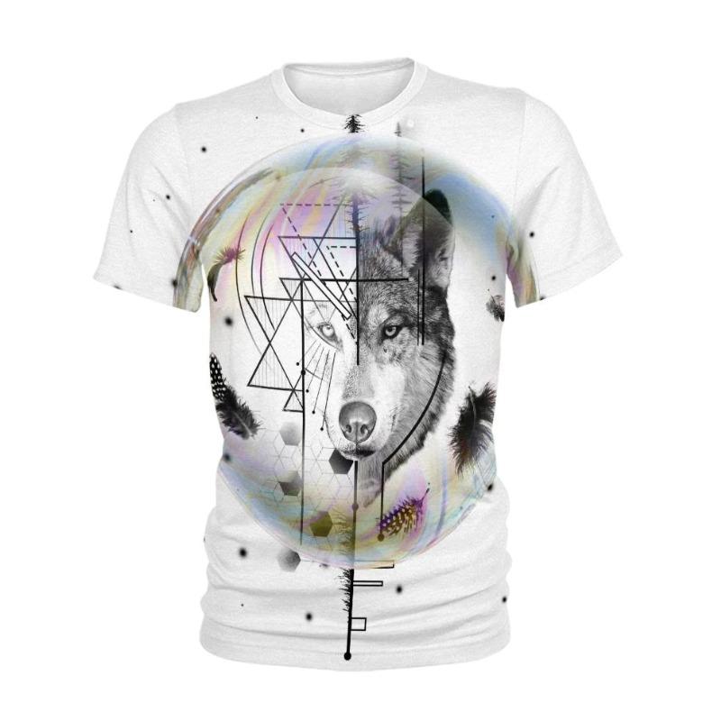 Men's 3D Printed T-Shirt Short Animal Wolf Print Sleeve O-Neck Pullover casual top