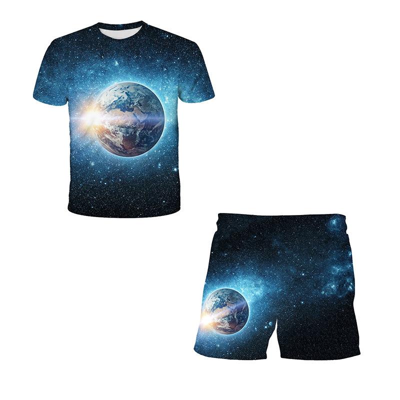 Sommer Neu Weltraum Planet Muster 3D Druck Trainingsanzüge Herren Damen Kurzarm T-Shirt Shorts Sets 2 Stück Sportanzüge Herrenbekleidung
