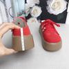 Small Inner Height Increase 8 Red Half Slippers Women's Thick-soled One-pedal Lazy Shoes Without Heels