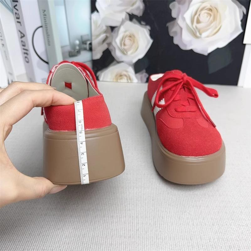 Small inner height increase 8 red half slippers women's thick-soled one-pedal lazy shoes without heels