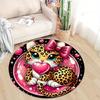 Cheetah Love Printed Round Area Rug, Crystal Velvet, Non-Slip Mat, Polyester Chair Pad for Bedroom, Living Room, Home Decor, 3D Effect