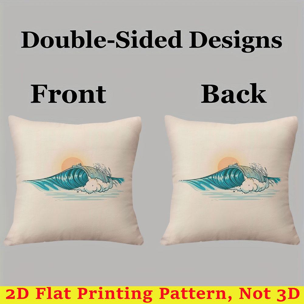 Sunset Wave Square Jacquard Pillow Cover for Sofa Office Waist Cushion Cover Home Decorative Pillowcase