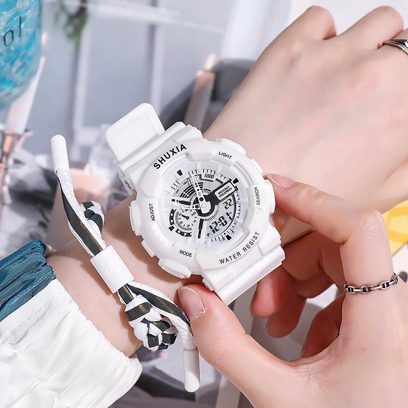 Dual Display Multi-Function Electronic Men S And Women S Sports Style Fashion Watch Student Trend Luminous Tide Quartz Large Dial