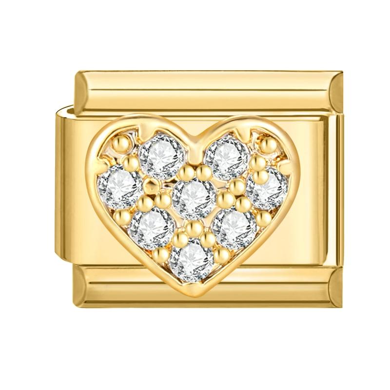 Gold Color Devil Eyes Heart Sexy Cherry Rose Zircon Italian Charm Links Fit 9mm Stainless Steel Bracelet Women DIY Making Gifts