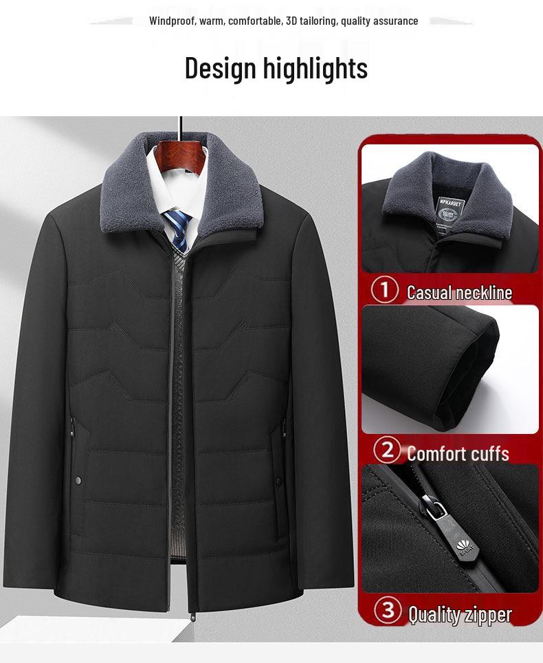 Men's Winter Down Cotton Jacket: Warm Business Coat for Middle-Aged & Elderly (Ages 50-60)