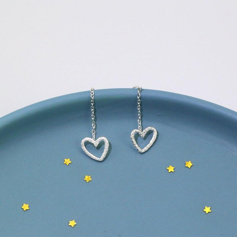 925 Sterling Silver Heart Shape Charm Drop Earring for Women Girls Fashion Wedding Jewelry Eh1240