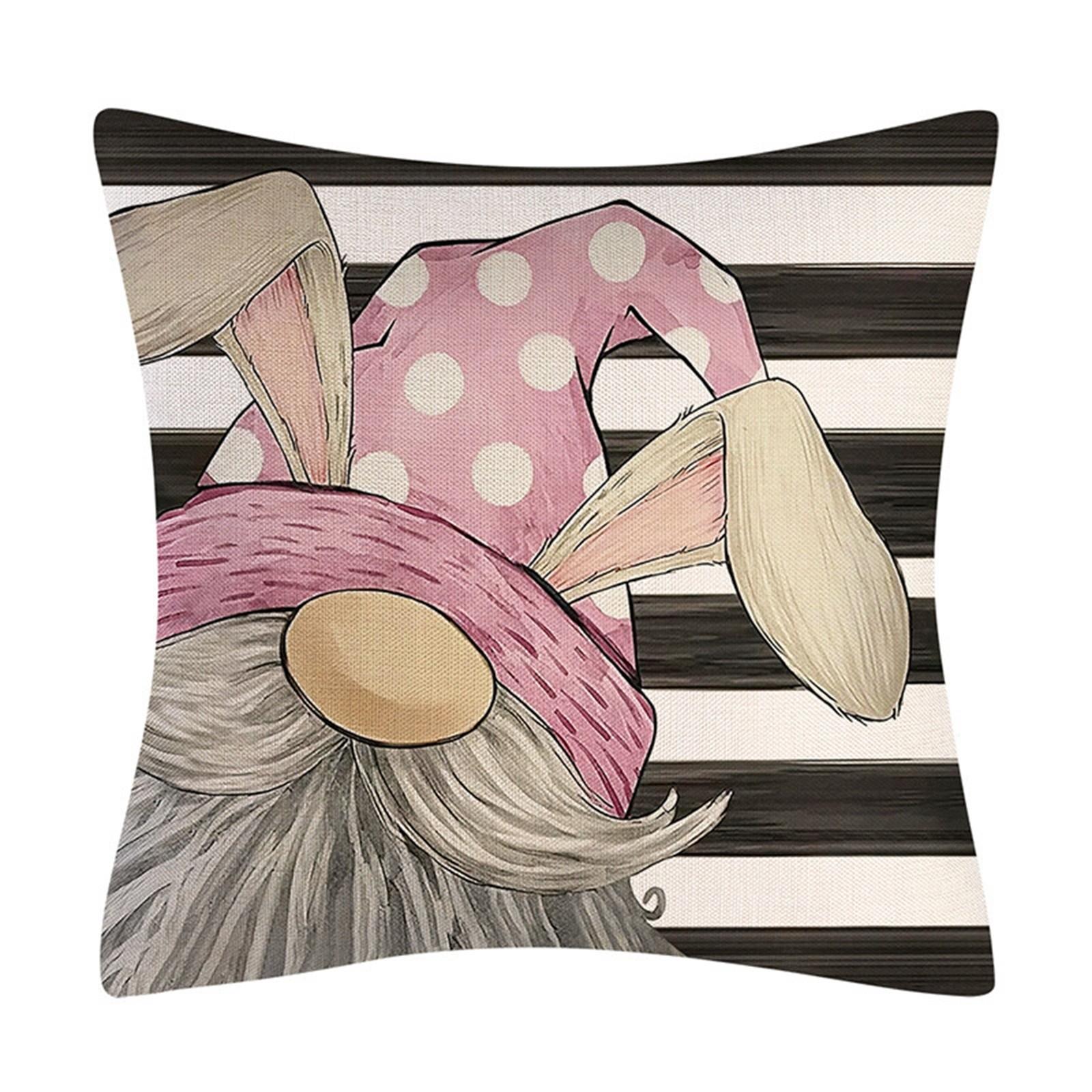 

4 Pieces Easter Pillow Case Bunnies With Eggs Canvas Pillow Cover, Spring Season s Linen Sofa Bed Throw Cushion Cover Decoration белый