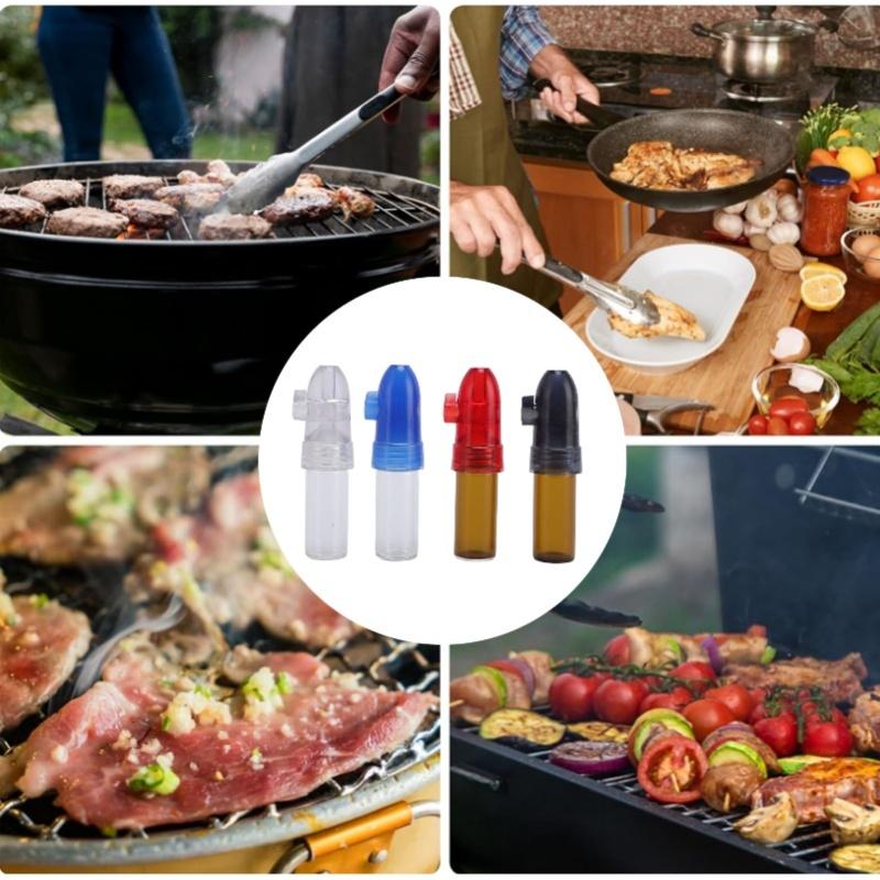 4PCS Portable Spices Dispenser With Knob Switch PP Refillable Mini Spices Storage Bottle Salt And Pepper Shaker With Funnel For