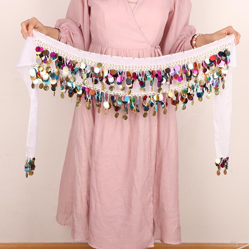 Belly Dance Hip Scarf Sequin Tassel Waist Belt Jazz Dance Hip Scarf With Dangling Sequins Indian Dance Performance Clothing