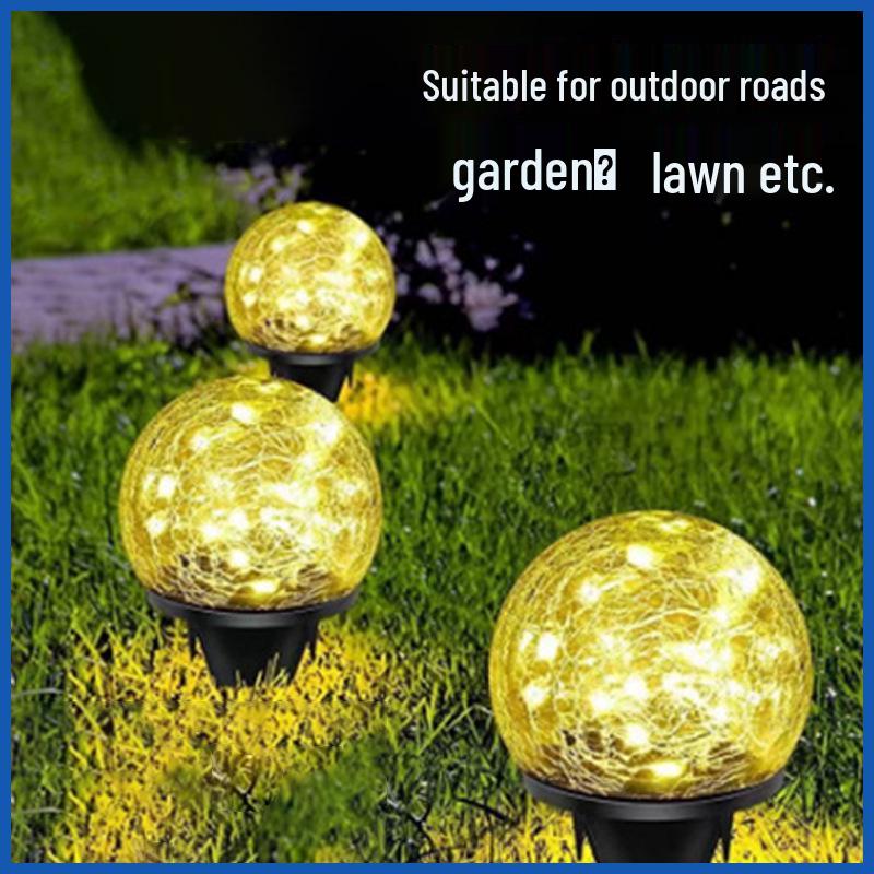 Waterproof Solar Glass Ball Garden Ornament Light for Courtyard