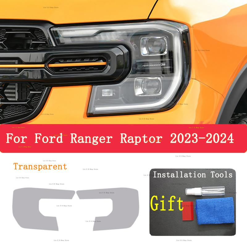 

For Ford Ranger Raptor -2024 Car Exterior Headlights Anti-Scratch Protective Film Headlamps Repair Sticker Accessories Refit Transperent