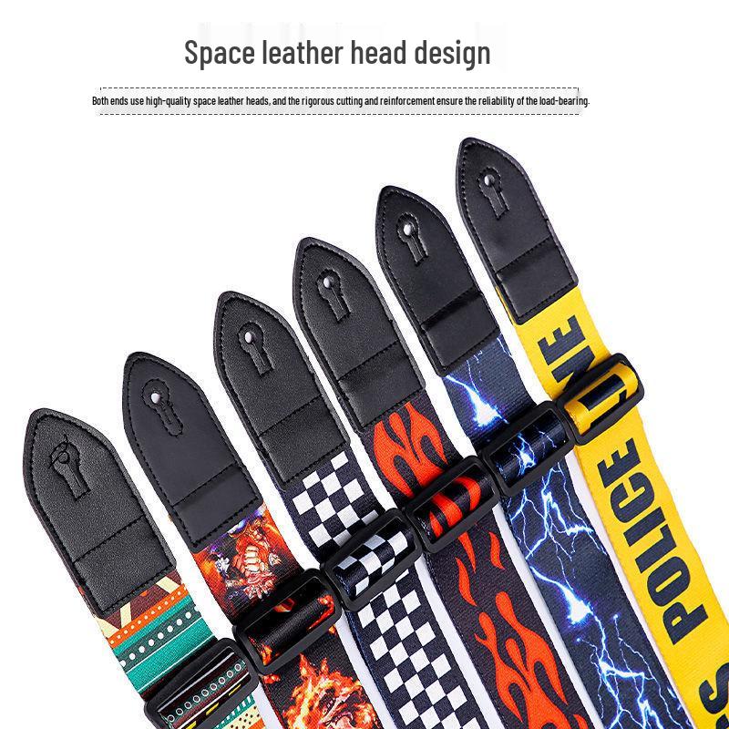 Polyester Printed Guitar/Bass Strap: Widened, Thickened, Punch-Free for Boys & Girls