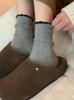 Women New Casual Cotton Socks,Lace Stackable Socks,High‑Elastic Contrast Vertical Pattern Thin Boneless Soft‑Waxy Medium‑Tube Socks