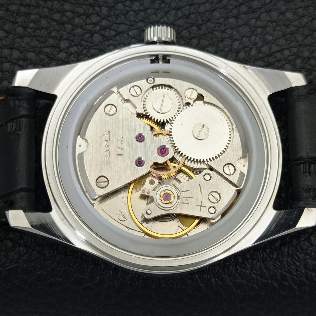 HAND-WINDING VINTAGE HMT INDIAN MENS BLACK COLOR DIAL WATCH a440937-4 HT-a440937