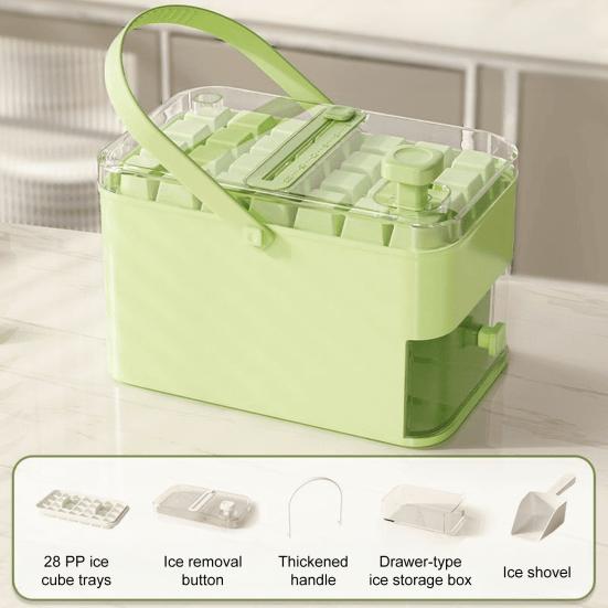 Dvouvrstvý zásobník na ledové kostky Uvolňování kostek jedním dotykem Led s 56 kostkami Bez BPA