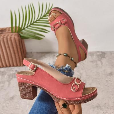 Fashion Women High Heels Sandals Fashion Back Hollow Female Pumps Thick Heel Square Toe Mary Jane Shoe Plus Size 43 Zapatillas De Mujer