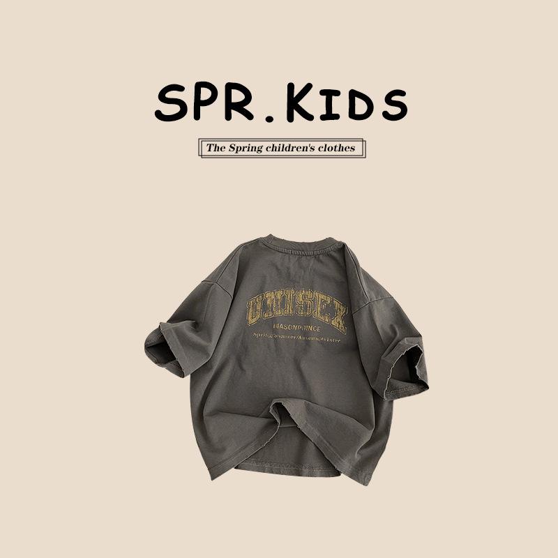 Boys' Trendy Round Neck Short-Sleeve T-Shirt - Summer 2025 Style for Small to Medium Kids