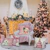 Christmas Themed Pink & White Pillowcases: Santa, Trees, Bell, Snowman Sofa bed cushion cover, New Year home decoration