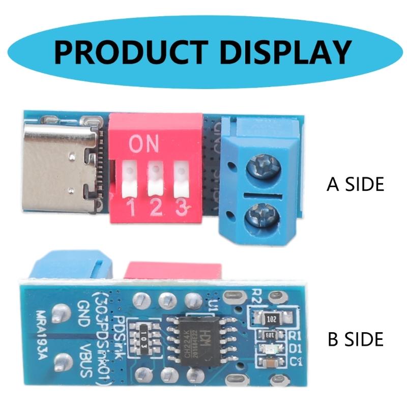Pack of 2 USB Type C PD Triggers Module SupportsQC/PD Fast Charging with Adjustable Voltages Support 5V-20V Input