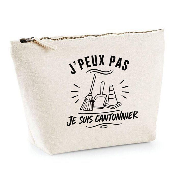 Trousse de toilette - PLANETEE - J’peux pas je suis Cantonnier - Beige - 100% coton - 3 L