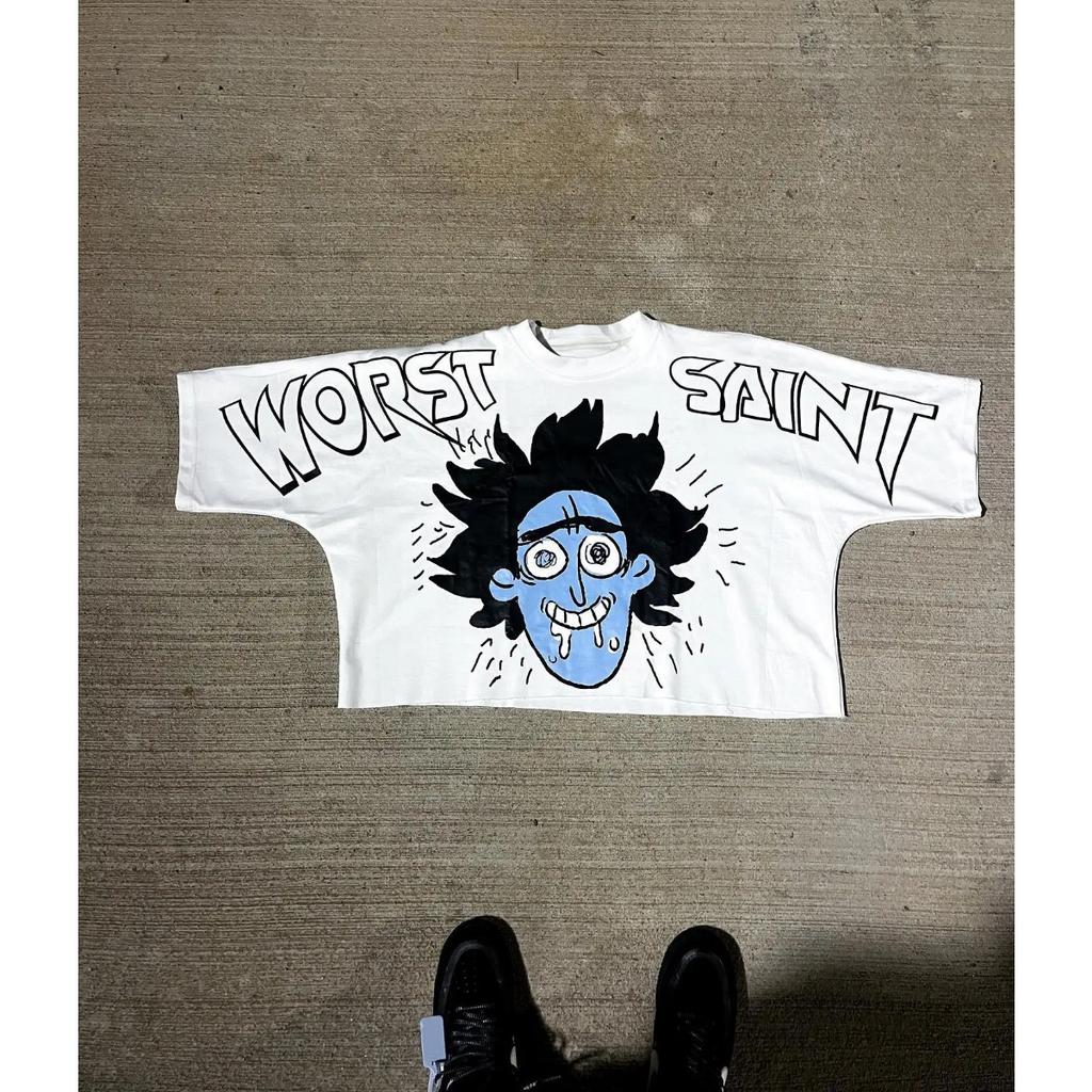 Harajuku Grafikdruck Übergroßes T-Shirt Goth Casual Baumwolle Kurzarm Tops