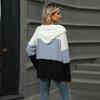 New Loose Color Splicing Zipper Hooded Long Sleeved Blouse Autumn and Winter Top Women Casual Simple Fashion Elegant Office Women's Clothing