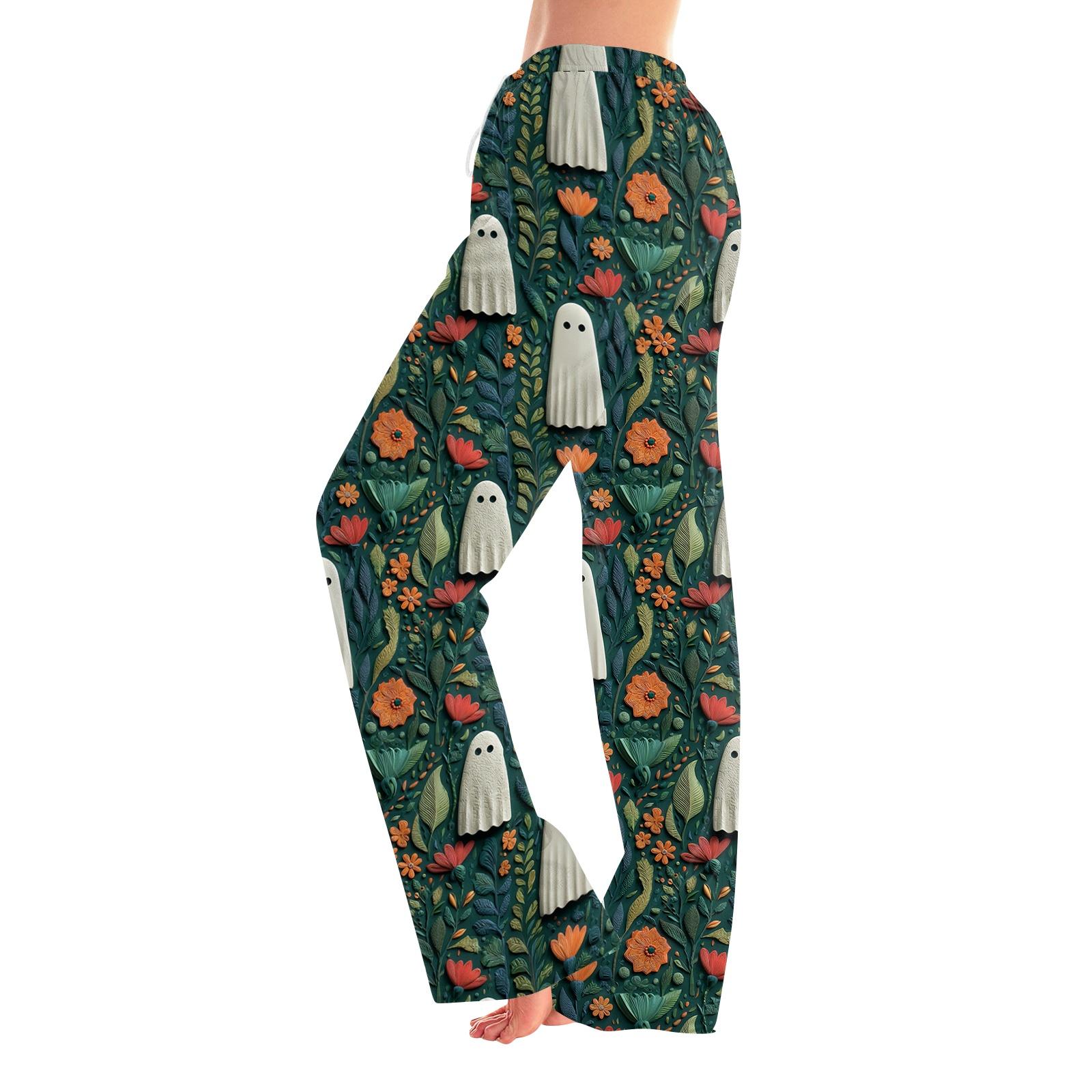 Women s Halloween Print Elastic Waist Drawstring Pajama Pants for Casual and Sleepwear S