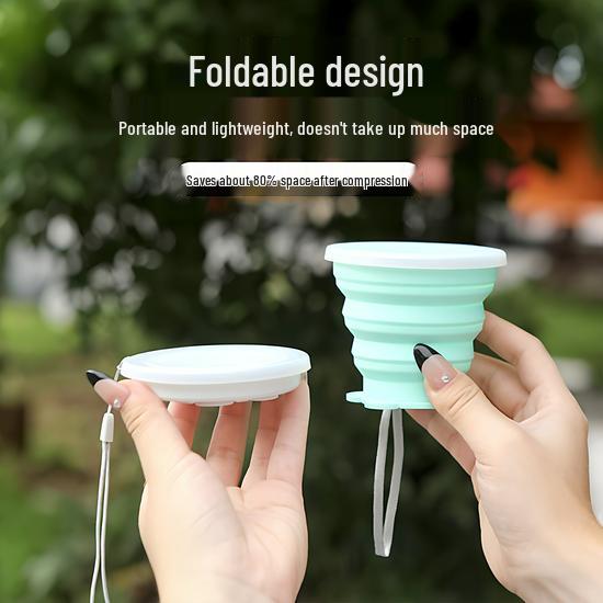 Portable Silicone Foldable Water Cup - High Temp Resistant, Food Safe, Ideal for Outdoor Sports and Travel.