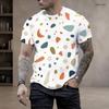 Men Plus Size Round Neck Short Sleeve Striped Geometric Printed T Shirt