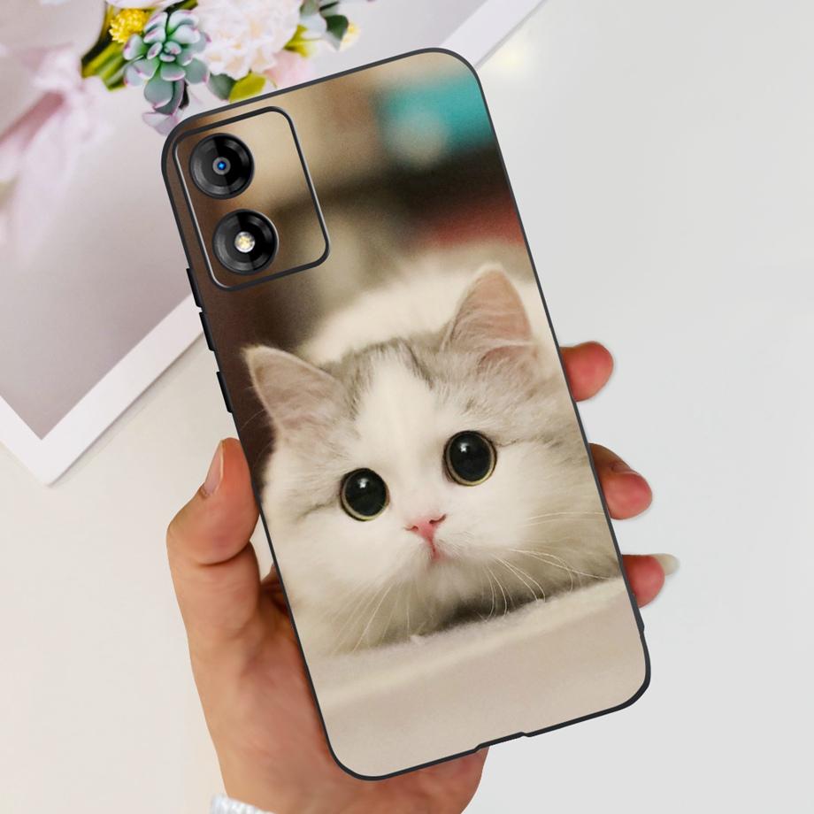 Per Motorola Moto E13 Moto G13 Custodia Nero Opaco Silicone Liquido Cover Morbida Adorabile Gatto Cartone Animato Gelatina Custodie Per MotoE13 E 13 G 13