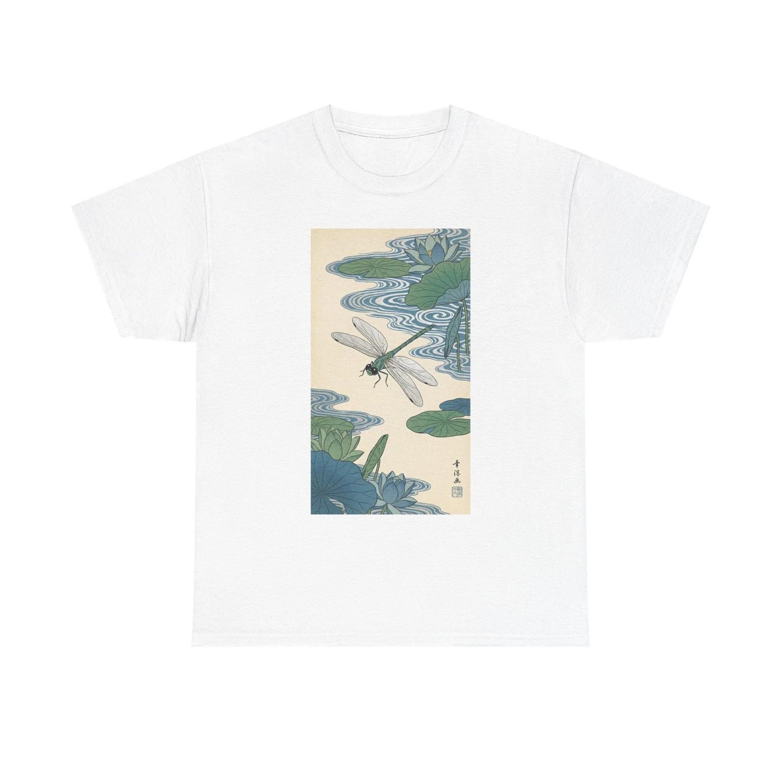 Dragonfly over Lotus Pond T-Shirt | Japanese Ukiyo-e Style 2XL
