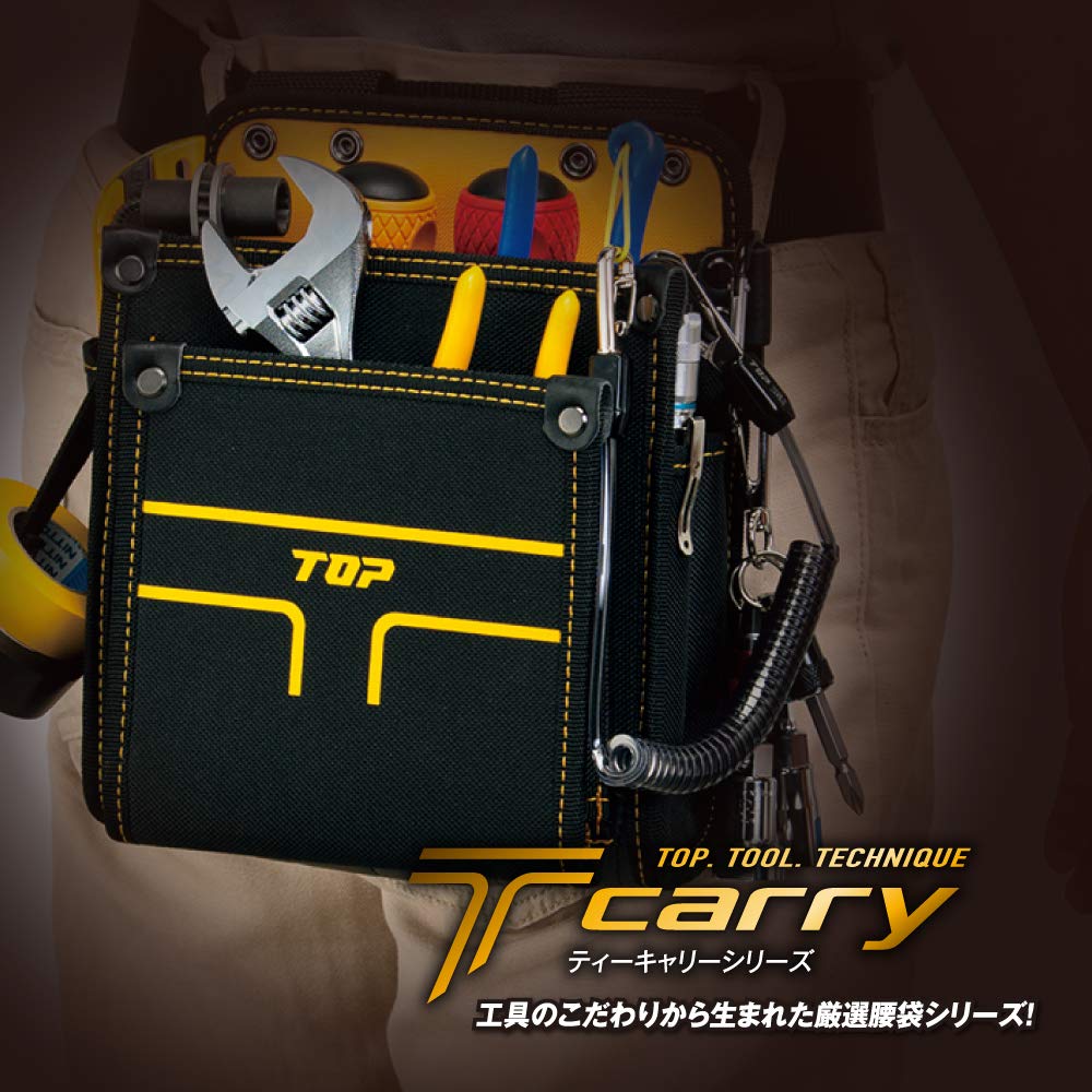 TOP Electrician's Waist Pouch, 2-Tier, Medium, with Diagonal Insertion, Tape Holder, and Carabiner, TPD-201M