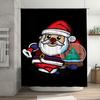 Tuniu Festive Santa Claus Bathroom Decor Shower Curtain Christmas Holiday Fun Cute Waterproof Fabric Backdrop