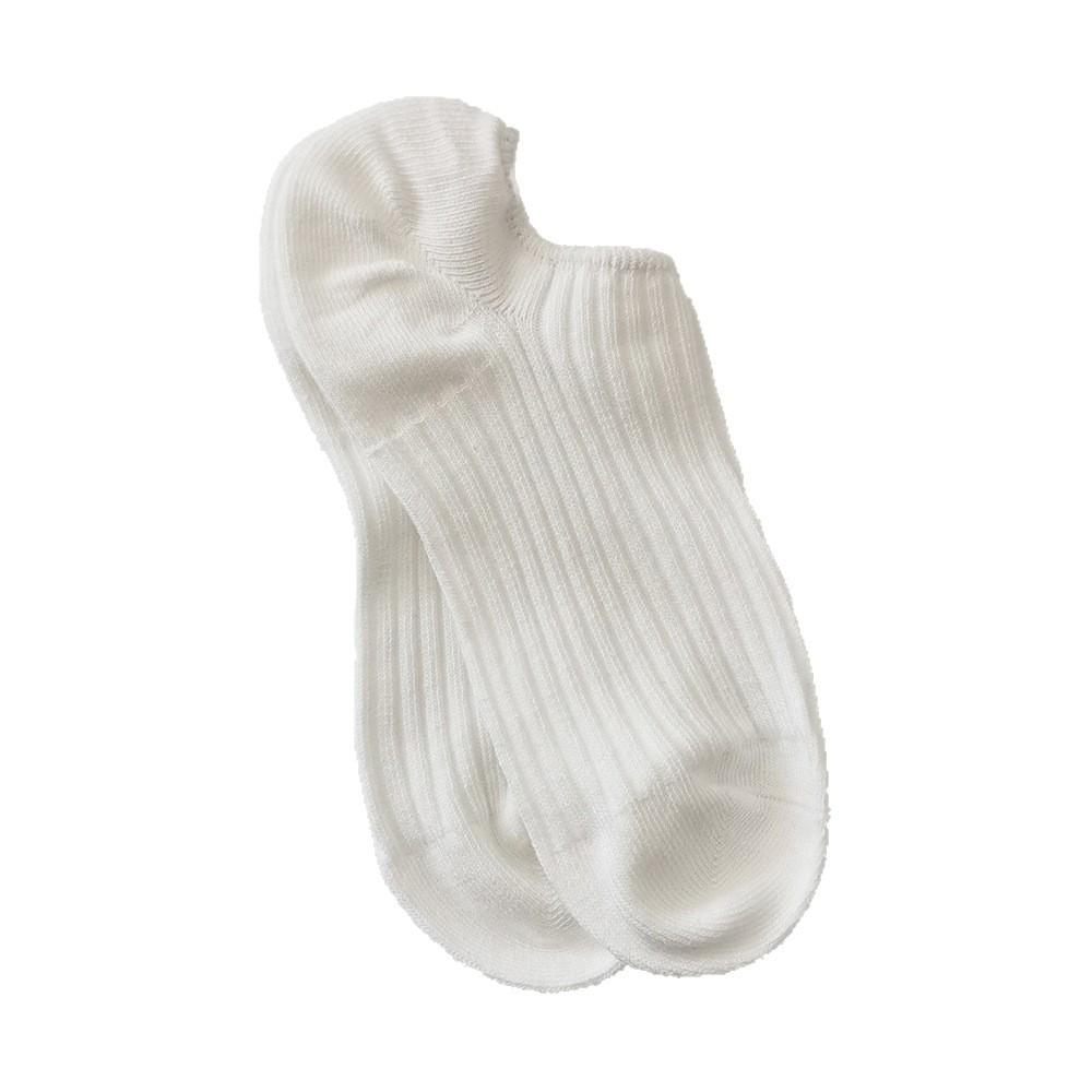 Cream Color Women's Breathable Cotton Low-Cut Boat Socks with Vertical Stripes, Non-Slip Heel, Suitable for Spring and Autumn.